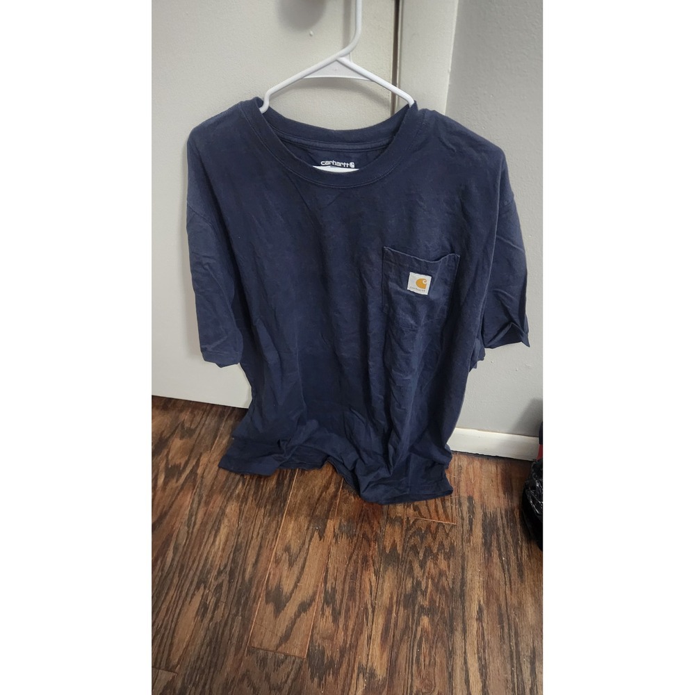 Carhartt Mens K87 Pocket T-Shirt XL Tall Navy Blue Loose Fit Workwear Cotton Tee